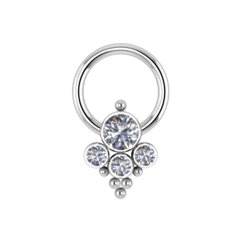 Piercingring med kristaller - 1,2 mm - titan