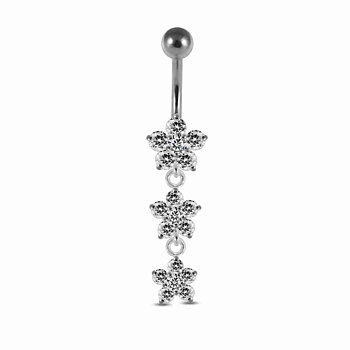 Navelpiercing - 1,6 mm - blomma kristaller - Stål