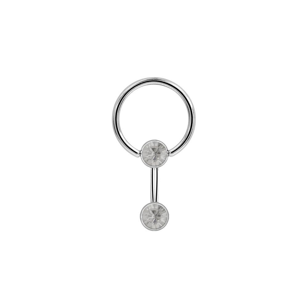 Piercingring till smiley med kristaller - stål