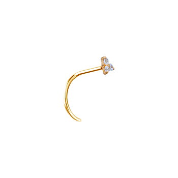Näspiercing - 0,8 mm  - 18K äkta guld - trinity kristall