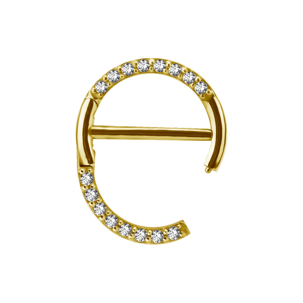 Piercingsmycken - bröstvårta - guld - kristaller - 2