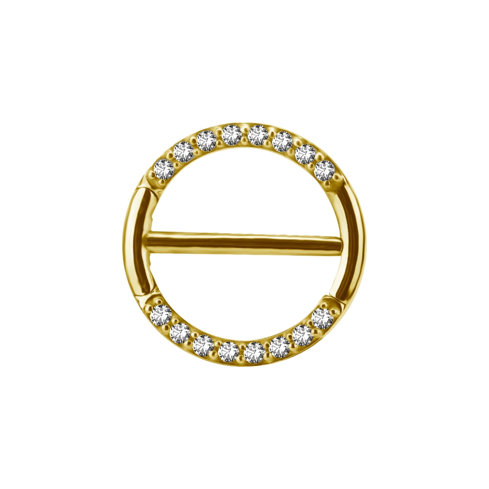 Piercingsmycken - bröstvårta - guld - kristaller