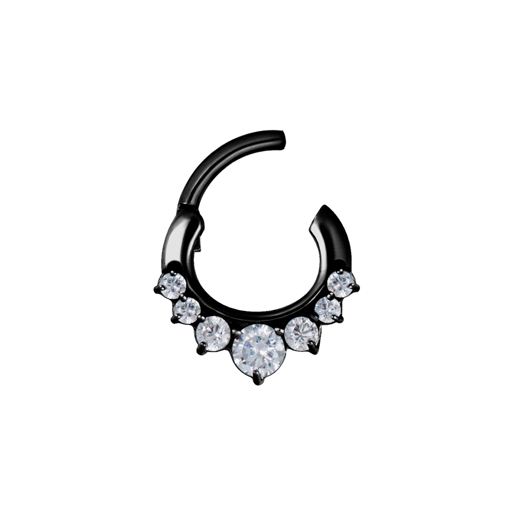 Clicker curved large - 1,2 - 8 mm - svart med vit kristall - 2