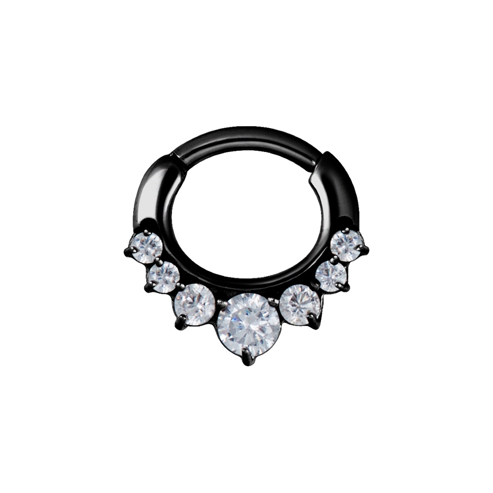 Clicker curved large - 1,2 - 8 mm - svart med vit kristall