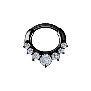 Clicker curved large - 1,2 - 8 mm - svart med vit kristall
