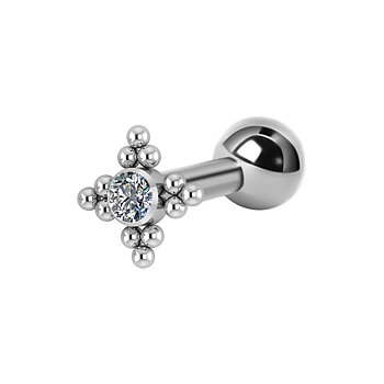 Barbell möstrad med kristall - 1,2 mm  - titan