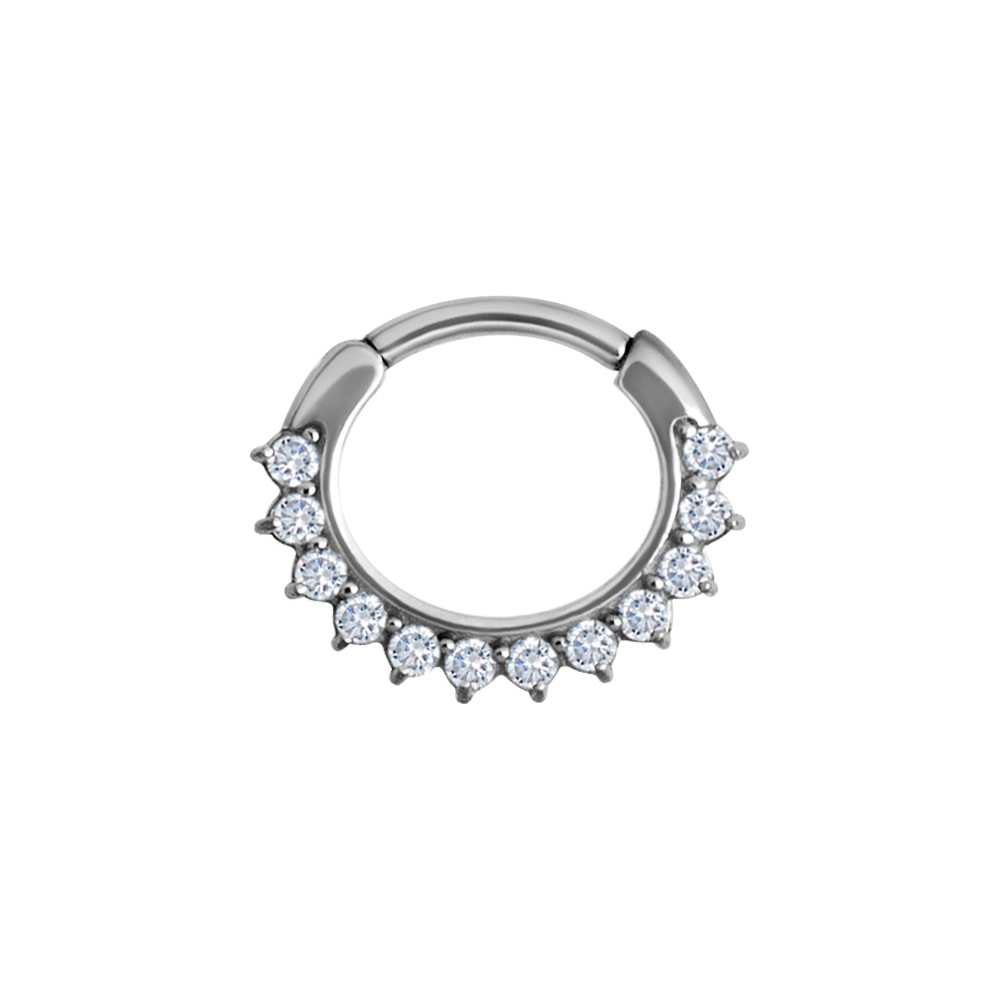 Clicker curved large - 1,6 - 6 mm - stål med vit kristall