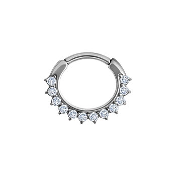 Clicker curved large - 1,6 - 6 mm - stål med vit kristall