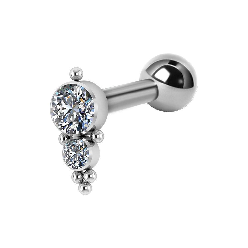 Barbell möstrad med kristall - 1,2 mm - titan