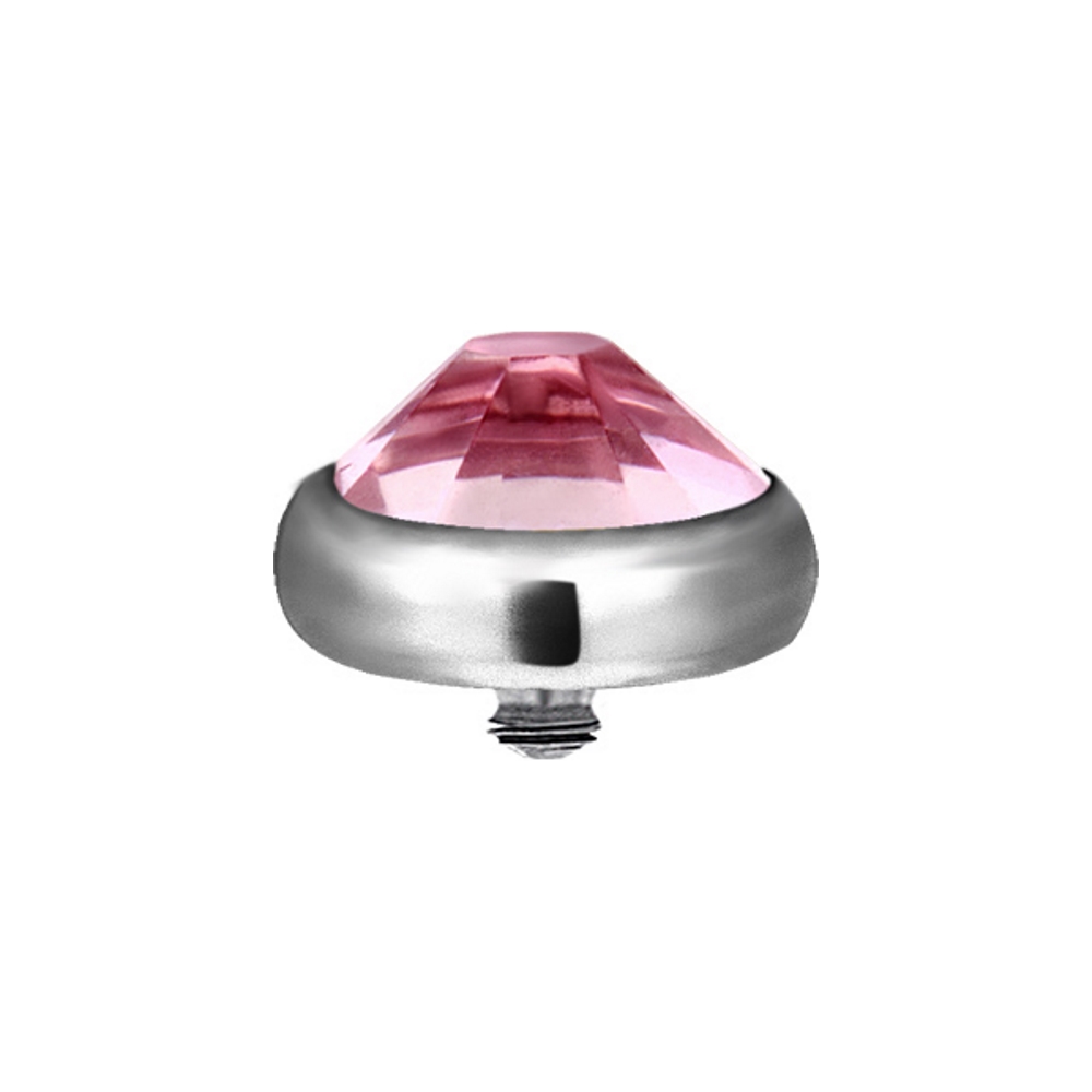 Dermal anchor - titan - 7 mm rosa kristall