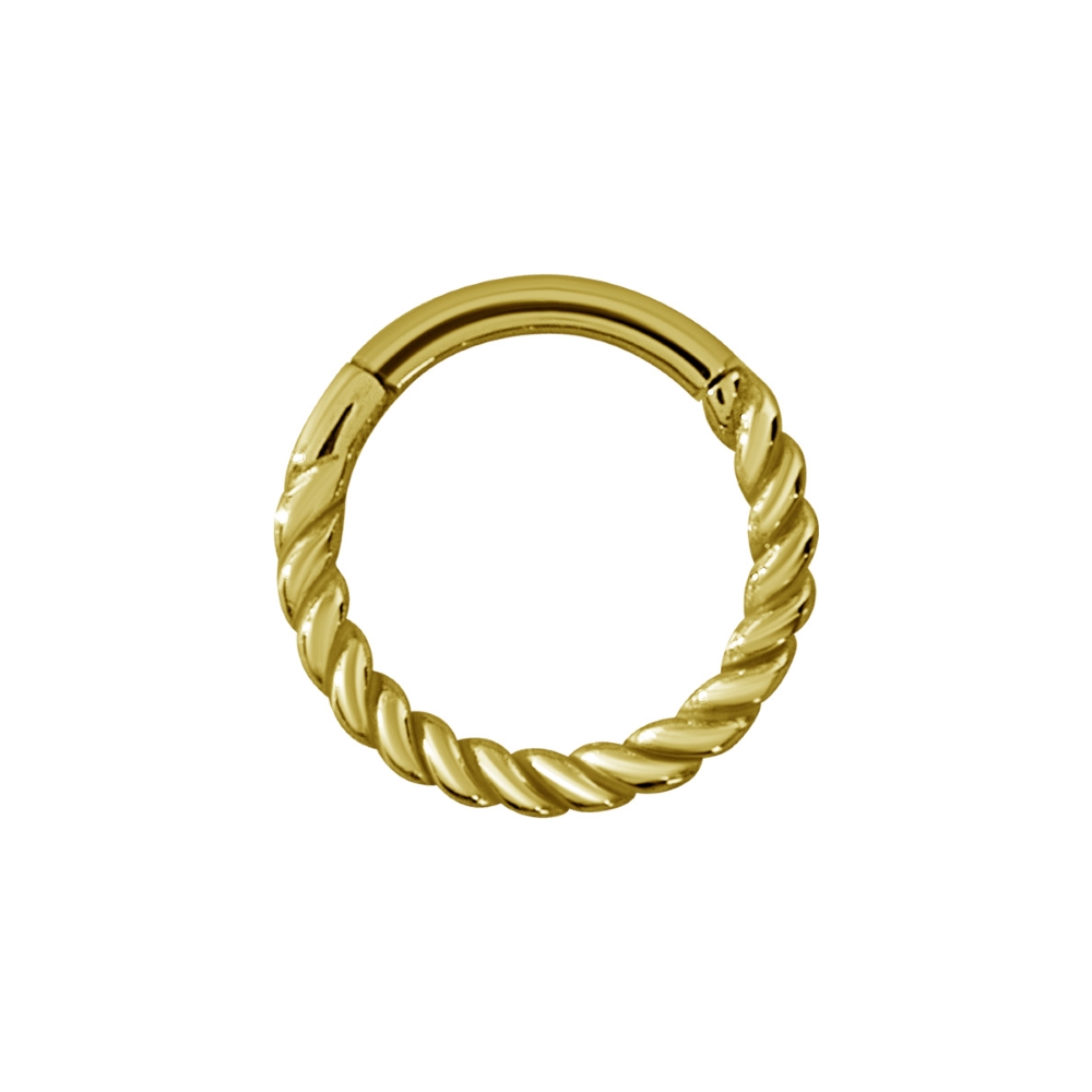 Vackert twistad clickerring-guldfärgad-stål-1,2mm
