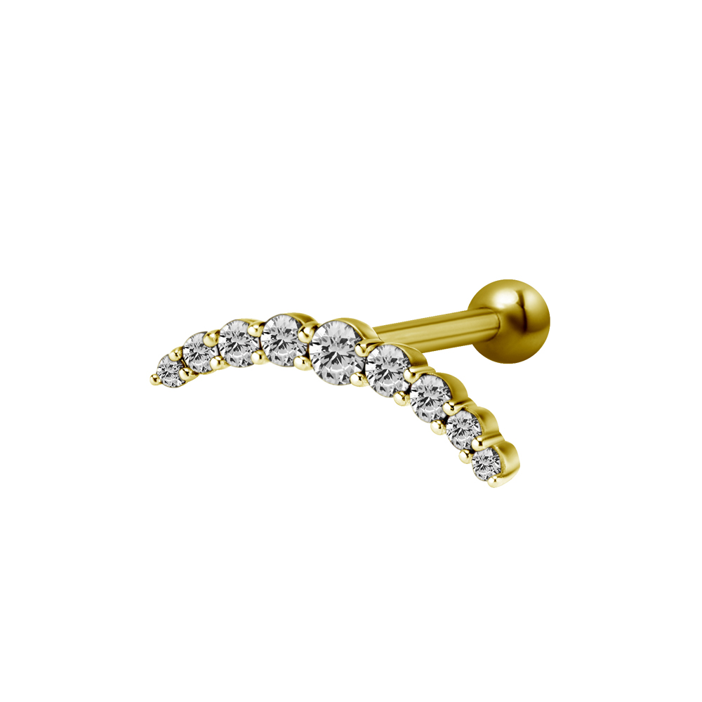 Barbell - 9 st vita kristaller - guld