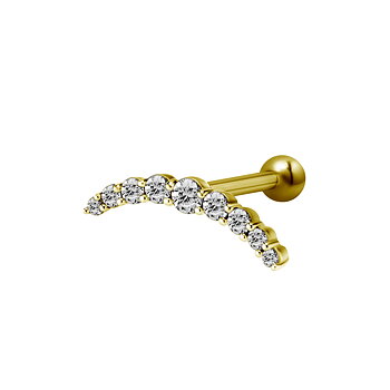 Barbell - 9 st vita kristaller - guld
