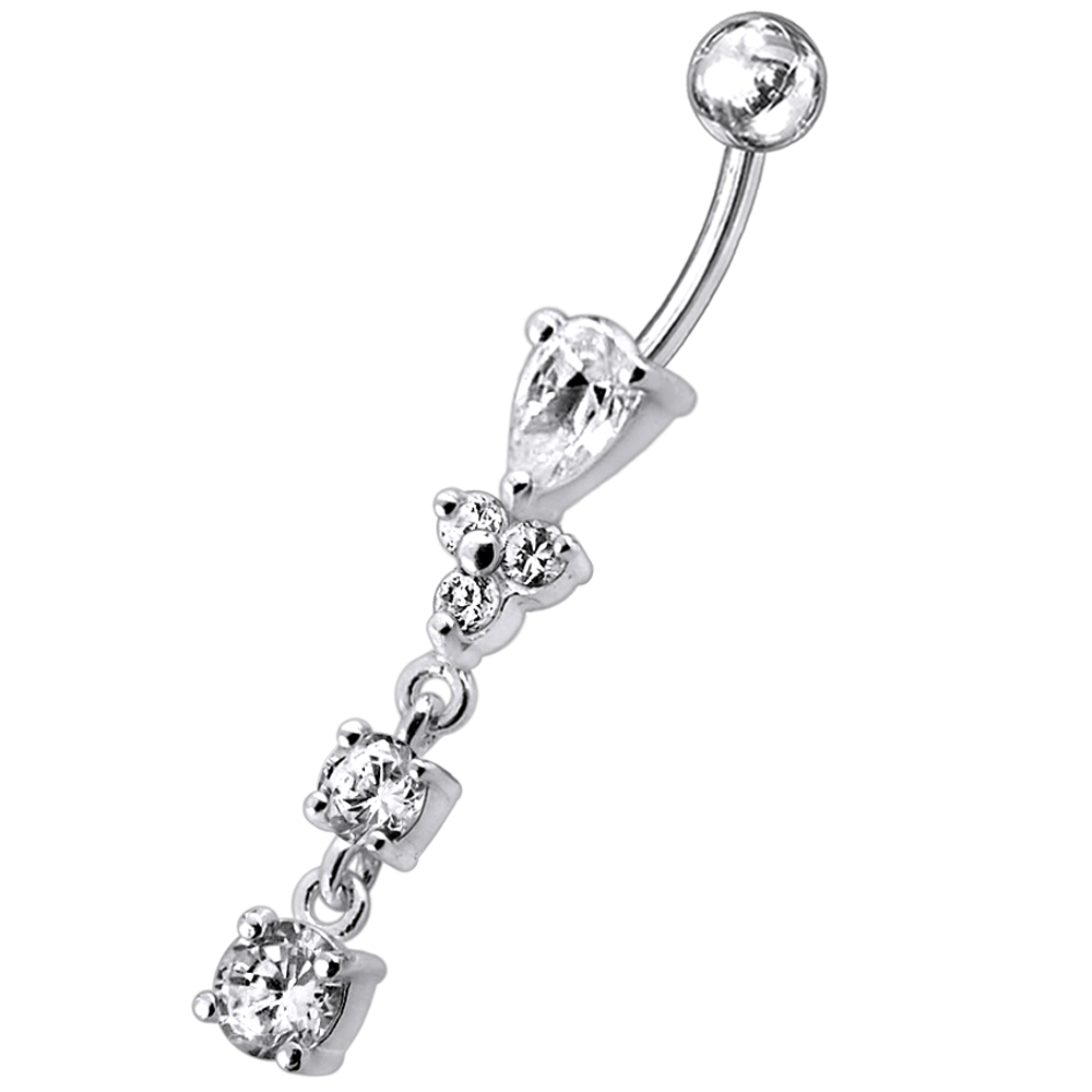Navelpiercing - trinity med kristallhänge