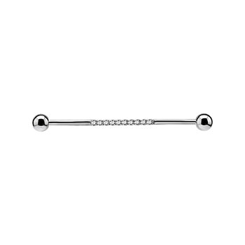 Lång barbell - 1,6 mm - stål med kristaller