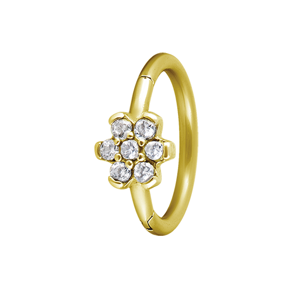 Clicker - 1,2 - guld- blomma vita kristaller