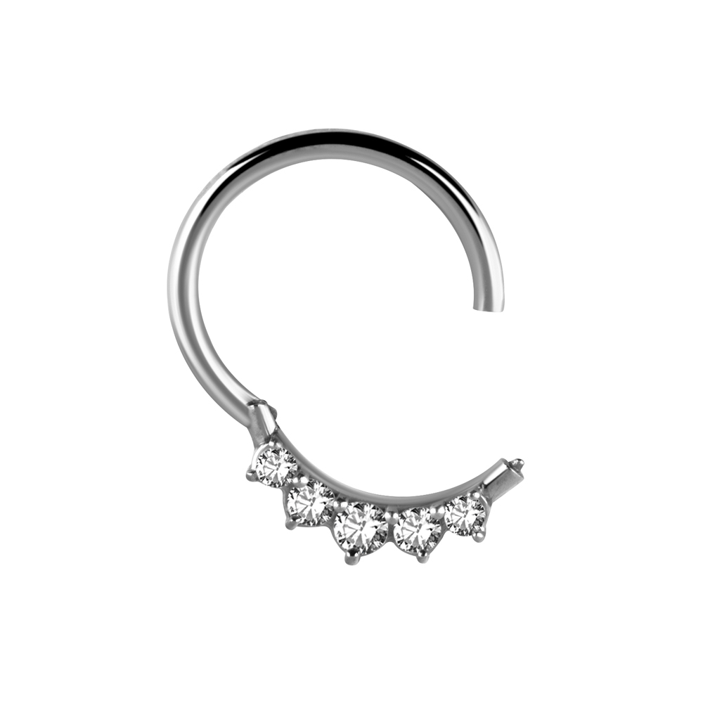 Clicker - 1,2 mm - stål - vita kristaller - 2