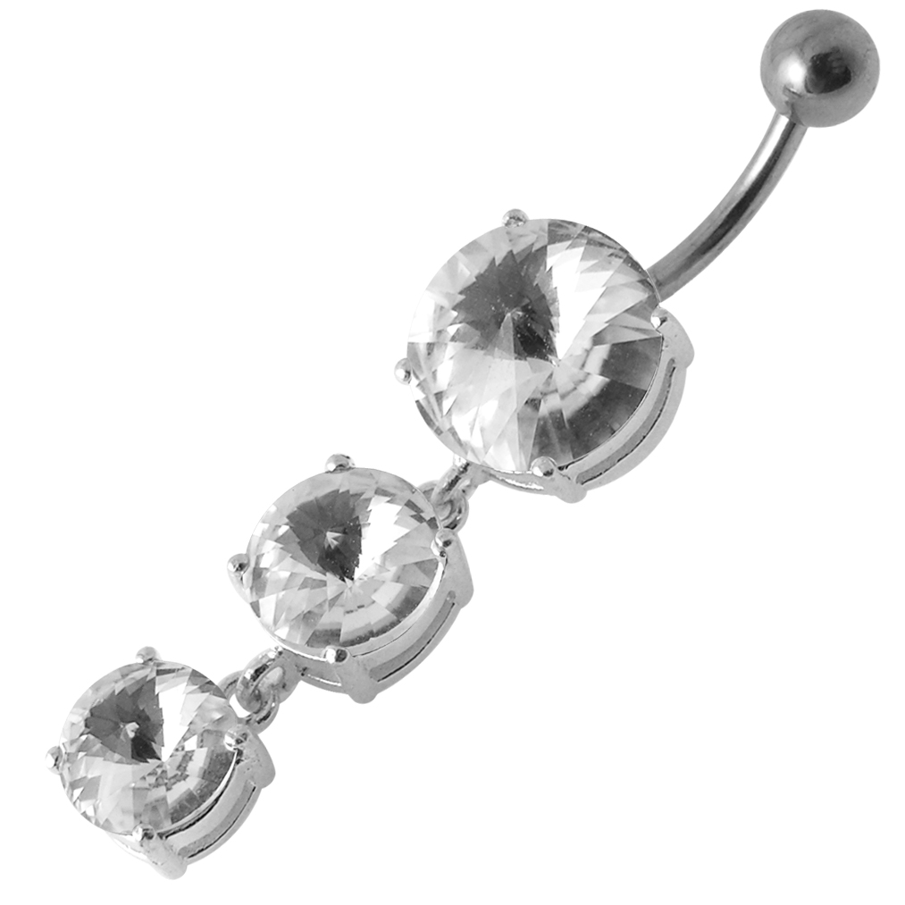 Navelpiercing - diamantfattade kristaller