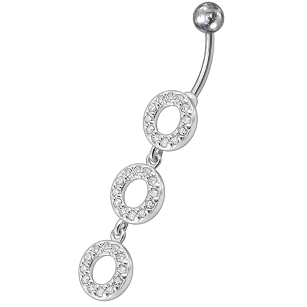 Navelpiercing - runda cirklar med kristaller