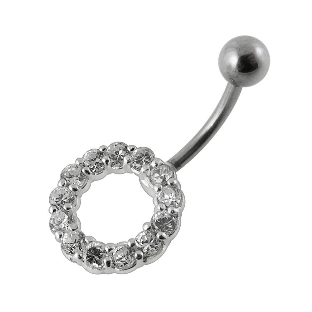 Navelpiercing - cirkel med kristaller