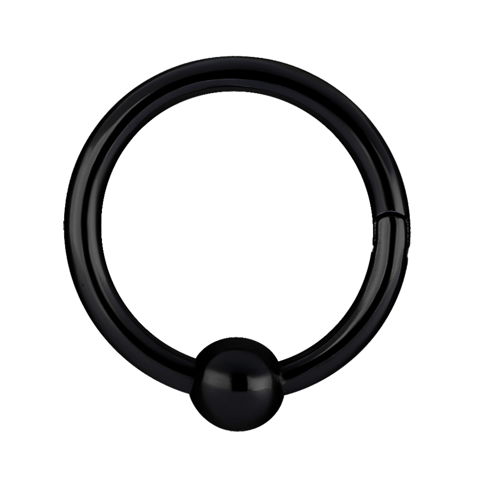 Clicker - öppningsbar piercingring med kula - svart