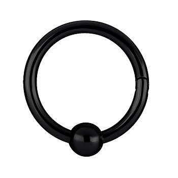Clicker - öppningsbar piercingring med kula - svart
