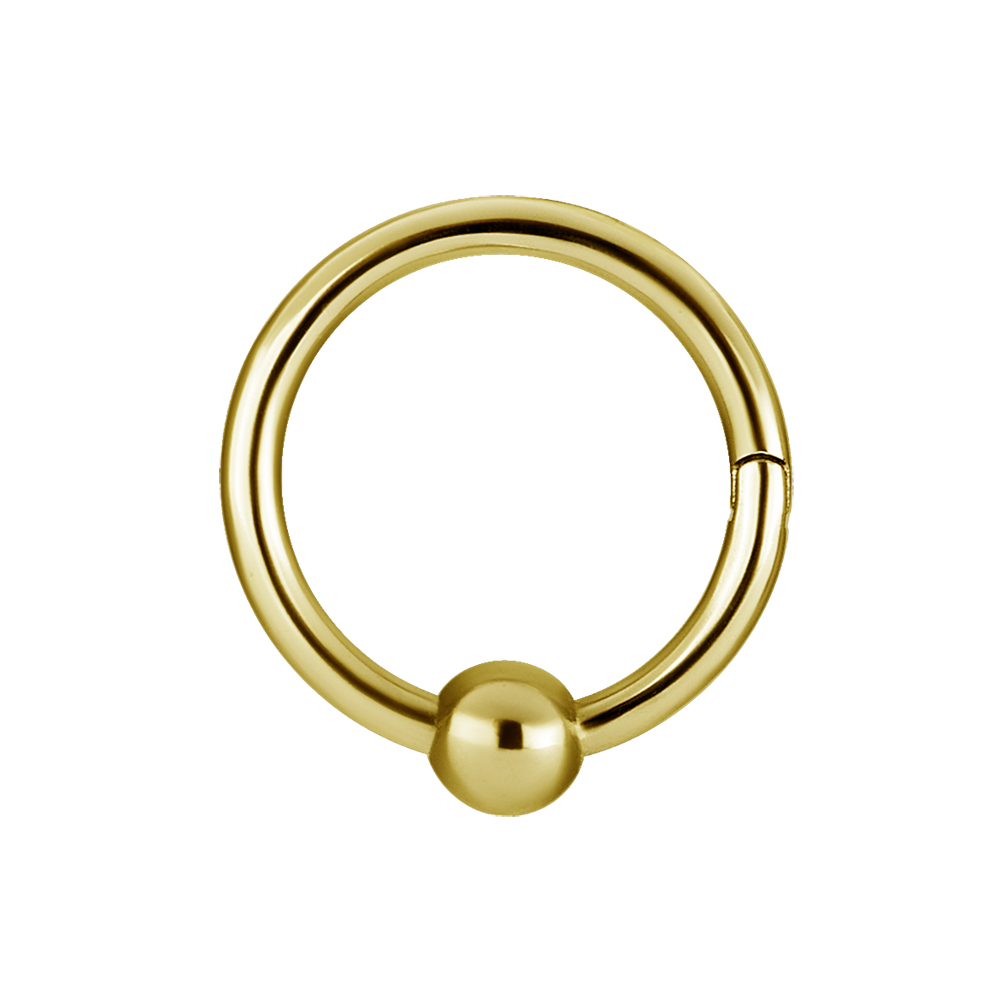 Clicker - öppningsbar piercingring med kula - guld