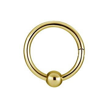 Clicker - öppningsbar piercingring med kula - guld