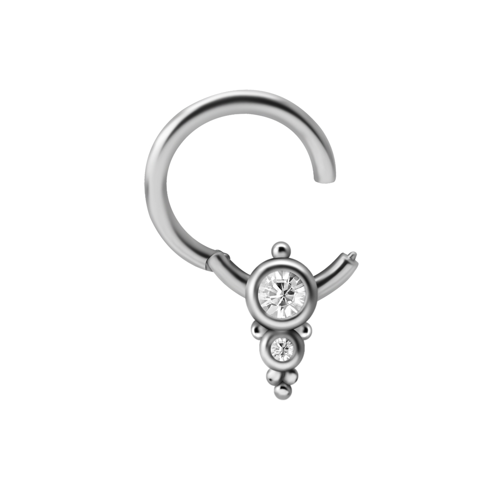 Clicker - 1,2 mm - öppningsbar - stål - vita kristaller - 2