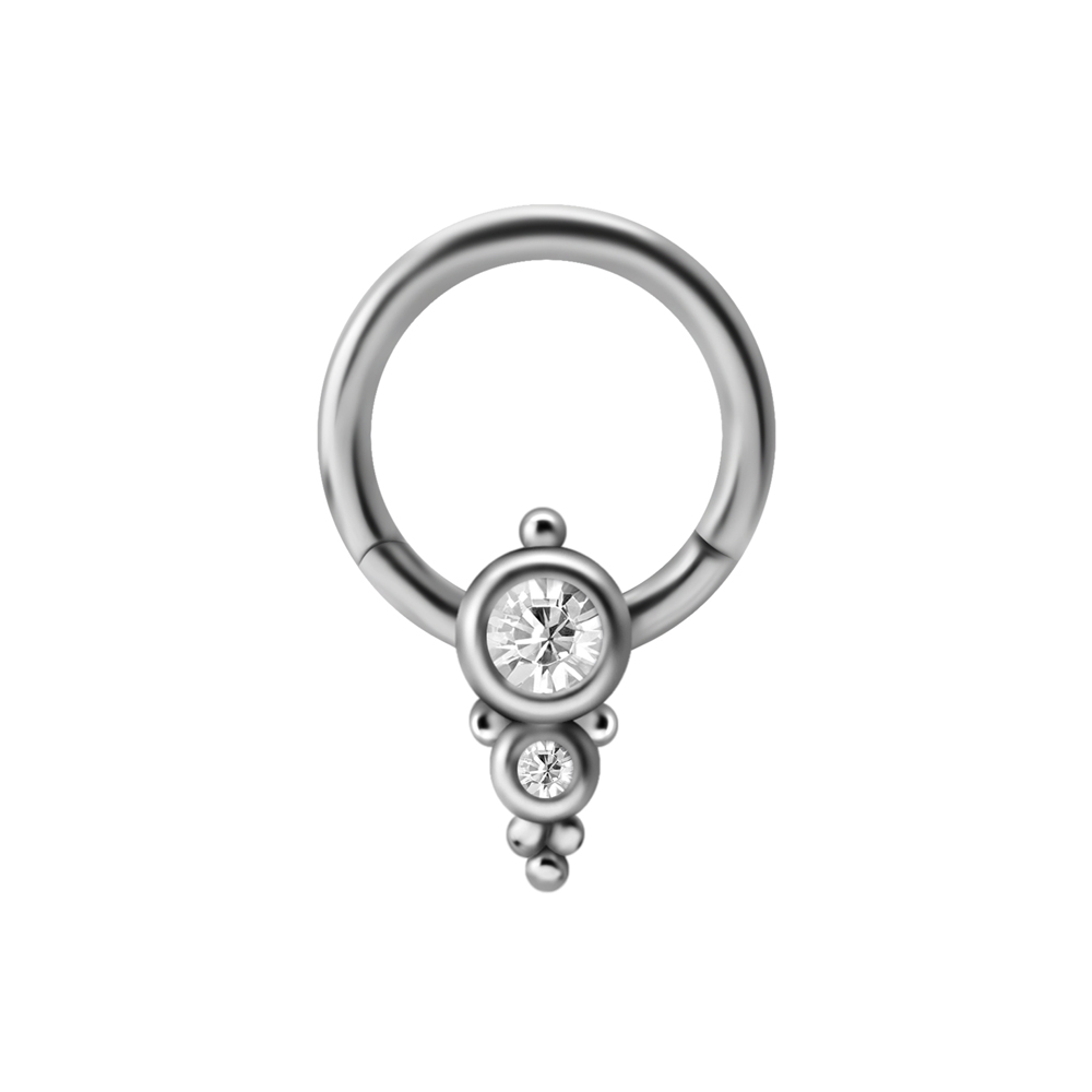 Clicker - 1,2 mm - öppningsbar - stål - vita kristaller