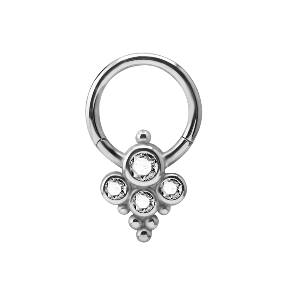 Clicker - 1,2 mm - öppningsbar - stål - vita kristaller