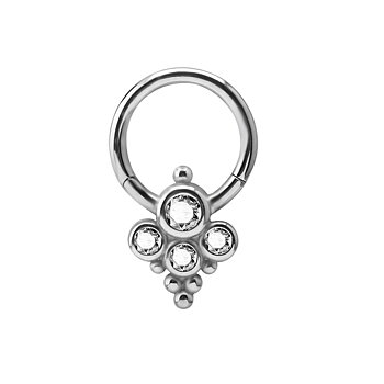 Clicker - 1,2 mm - öppningsbar - stål - vita kristaller