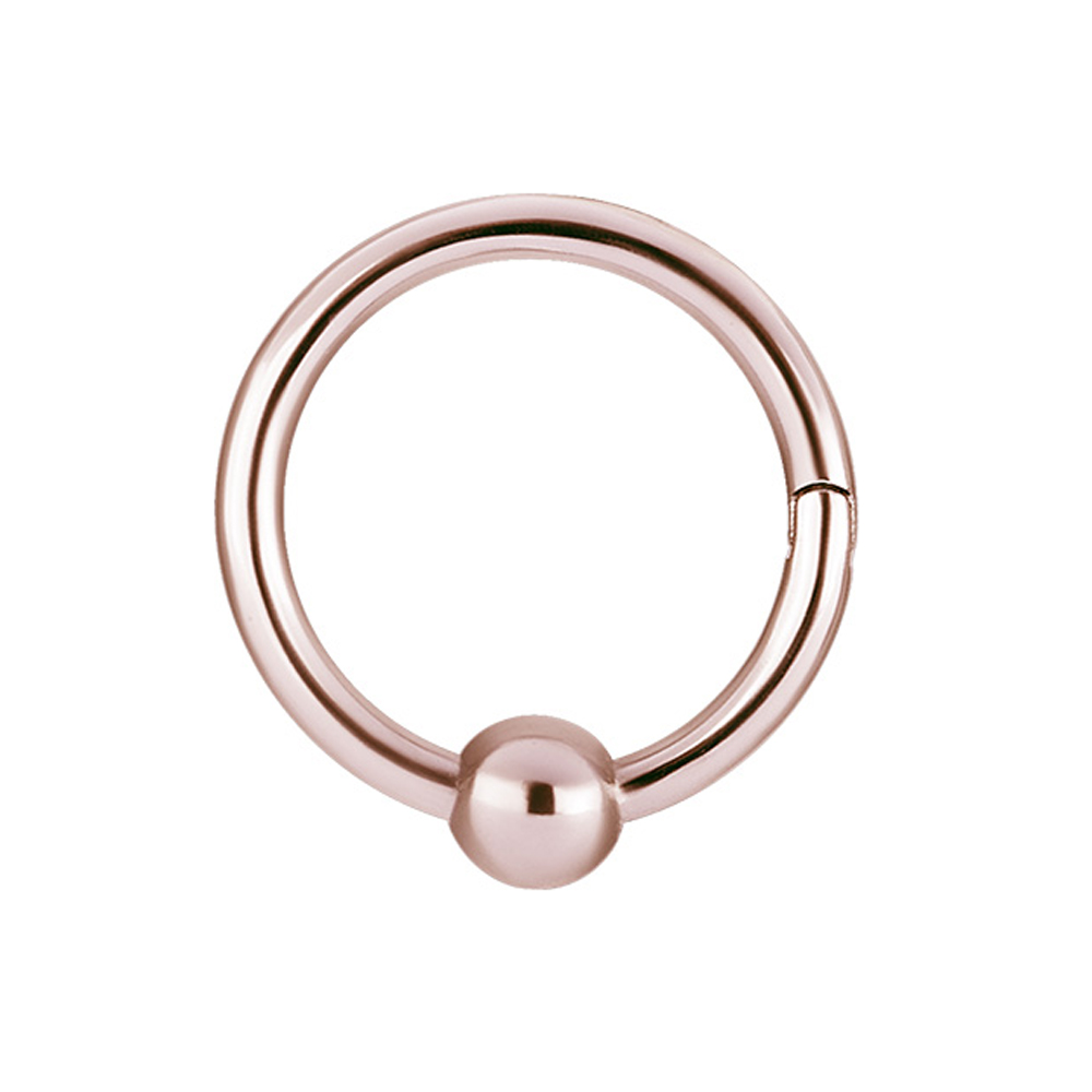 Clicker - öppningsbar piercingring med kula - roséguld