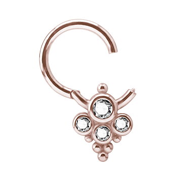 Clicker - 1,2 mm - öppningsbar - roséguld - vita kristaller