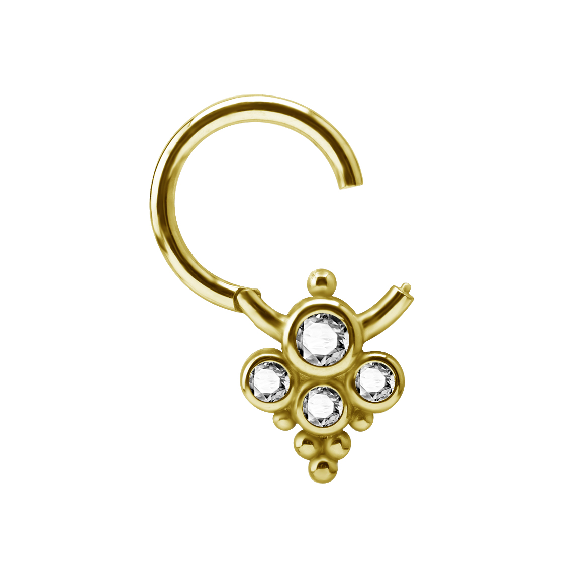 Clicker - 1,2 mm - öppningsbar - guld - vita kristaller - 2
