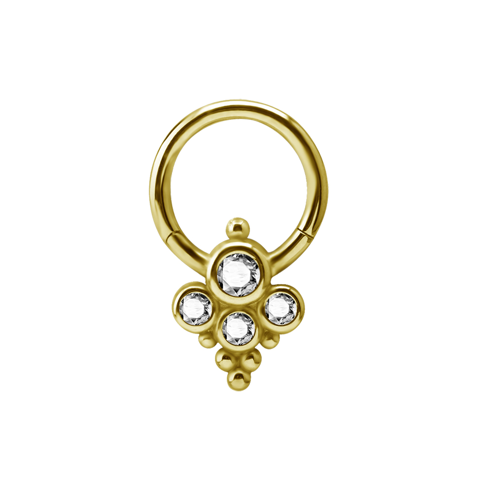 Clicker - 1,2 mm - öppningsbar - guld - vita kristaller