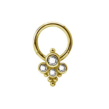 Clicker - 1,2 mm - öppningsbar - guld - vita kristaller