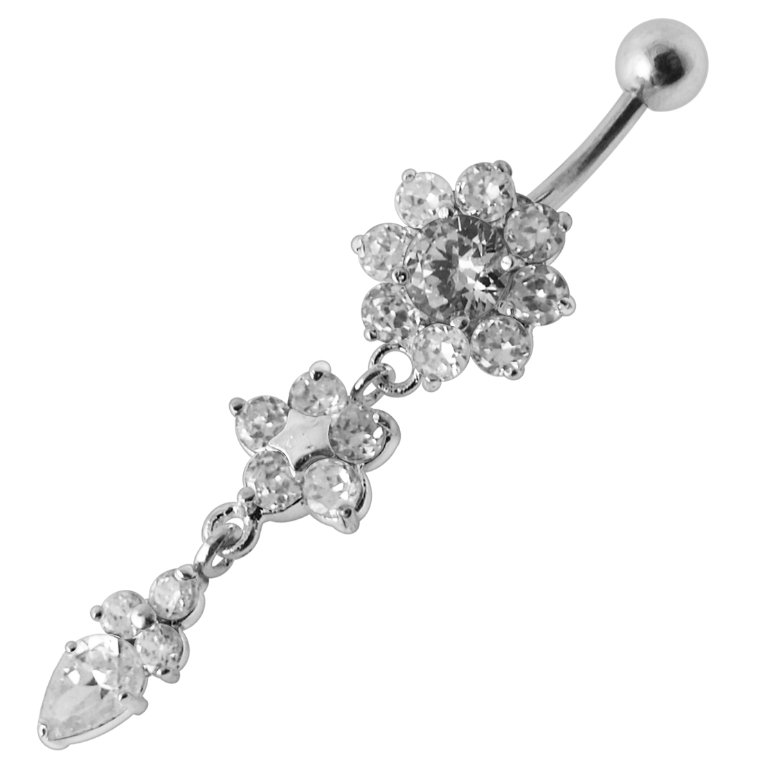 Navelpiercing -  blomma med vackert hänge med kristaller