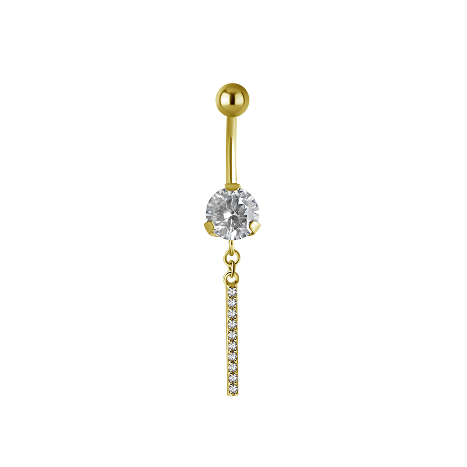 Navelpiercing - stelt kristallhänge - 24K guld PVD