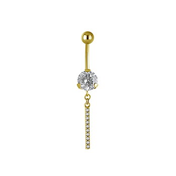 Navelpiercing - stelt kristallhänge - 24K guld PVD