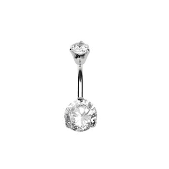 Navelpiercing - diamantfattade kristaller (10 & 5 mm) - 316L stål