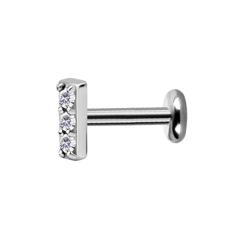 Labret piercing - 3 kristaller -  kirurgstål