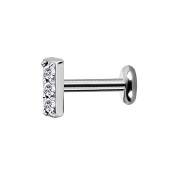 Labret piercing - 3 kristaller -  kirurgstål
