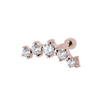 Barbell - 1,2 mm - 5 st vita kristaller - roséguld