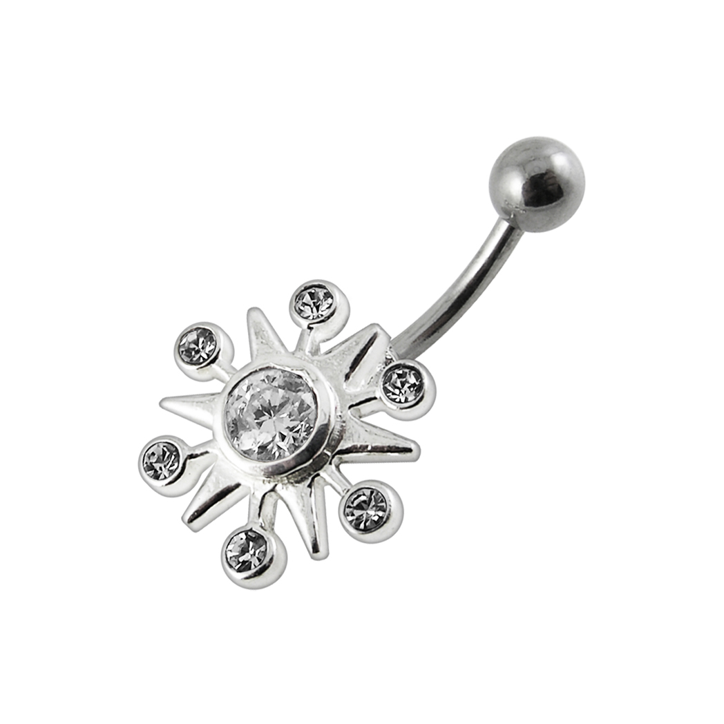Navelpiercing - stor kristallblomma