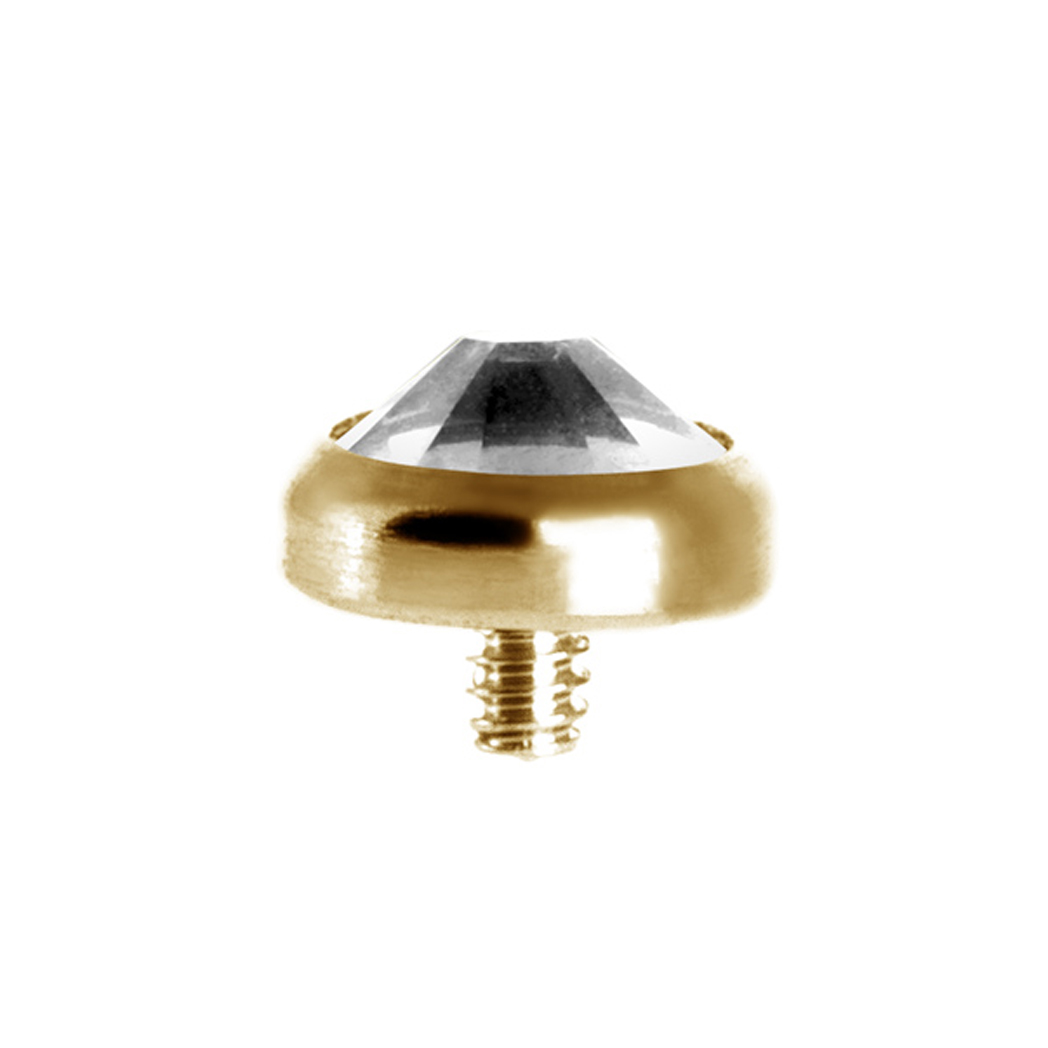 Topp - 3 mm swarovskikristall - 18K äkta guld - dermal anchor
