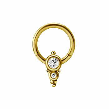 Clicker - 1,2 mm - öppningsbar - 24K guld PVD - vita kristaller