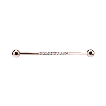 Lång barbell - 1,6 mm - roséguld med kristaller