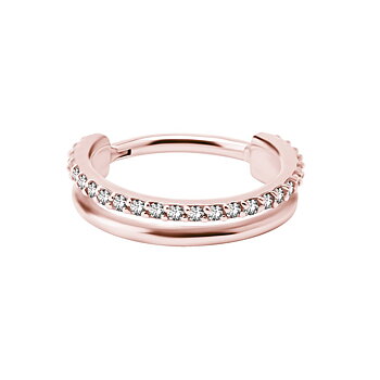 Clicker till conch - dubbelradig - 24K roséguld PVD