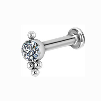 Barbell mönstrad med kristaller- 1,2 mm - titan - 4mm kristall